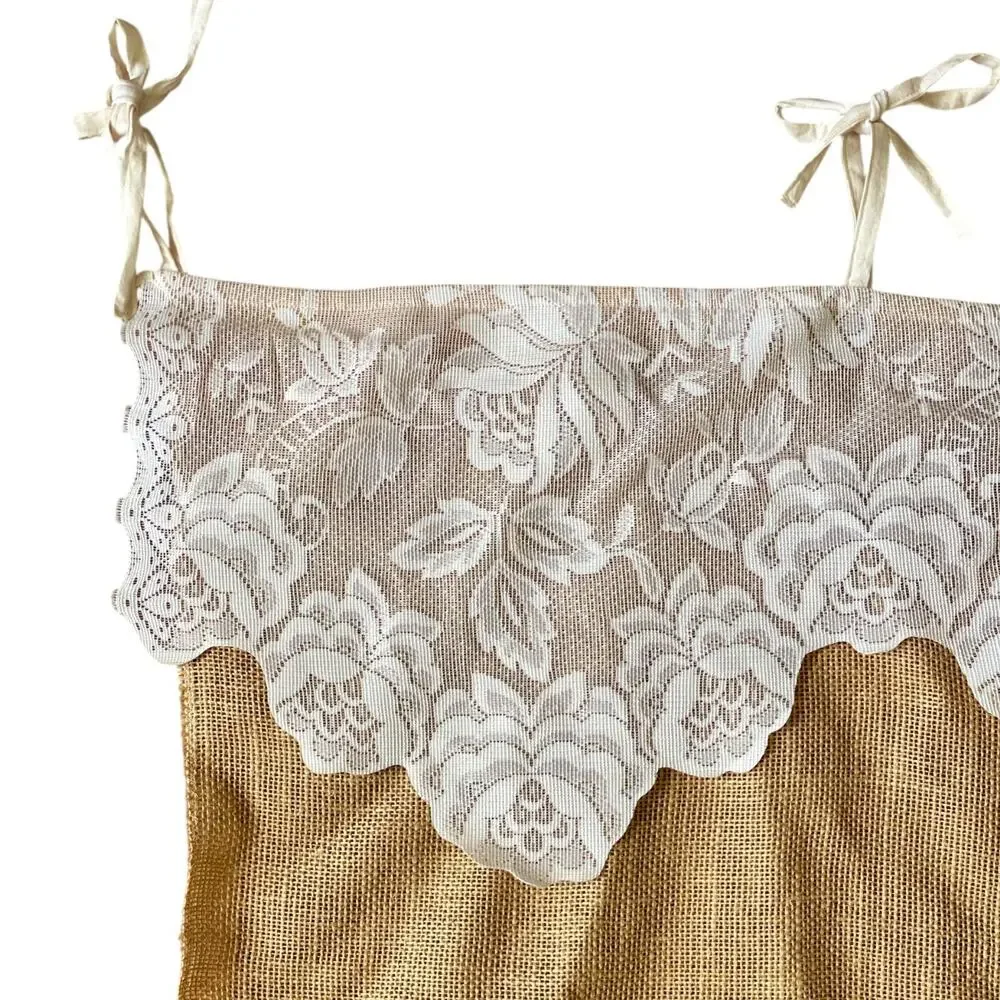 Romantic Lace Rustic Burlap Curtain Valance 53